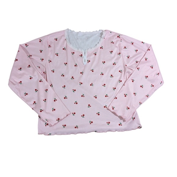 Pink Cherry Pajama Set Size 1X - Picture 2 of 3
